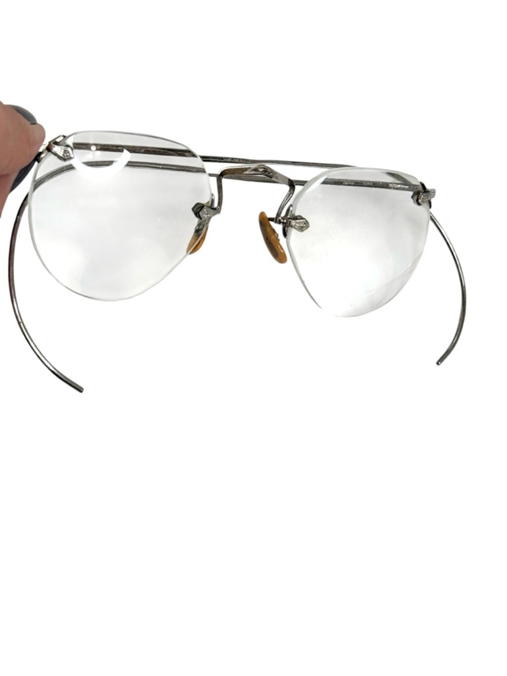B&L Bausch & Lomb Frames vintage 1/10 12k GF Silver rimless prescription Glasses